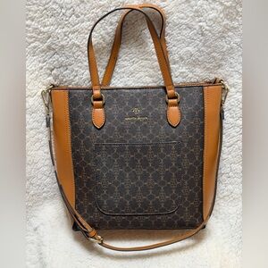 Nanette Lepore Ariela Convertible Tote Bag Vegan Leather Chocolate & Tan